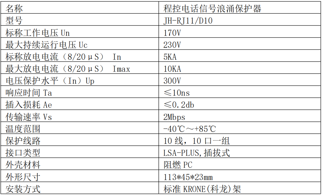 钧和电子程控电话信号浪涌保护器